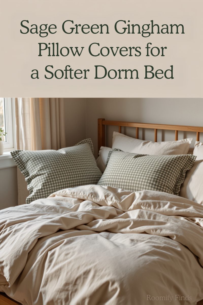 Sage Green Gingham Pillow Covers for a Softer Dorm Bed