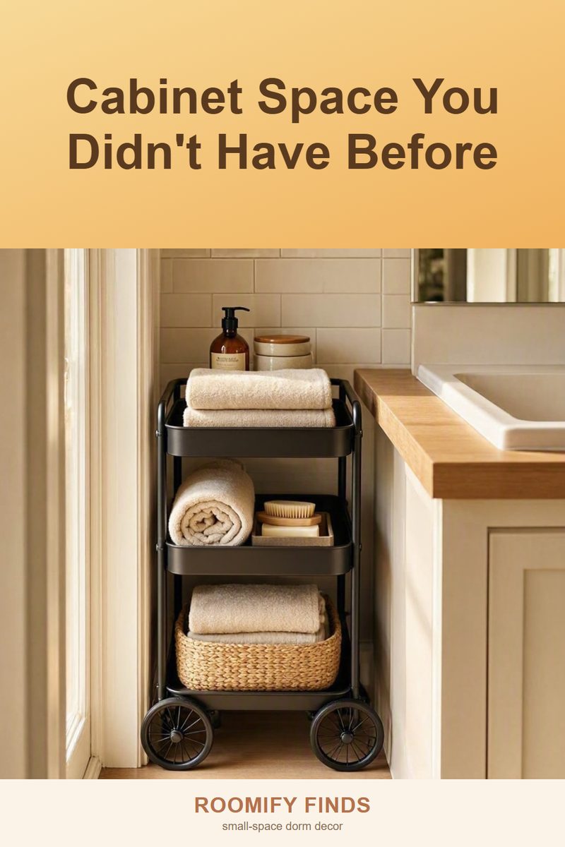 Slim Rolling Storage Cart for a Dorm Bathroom With No Cabinet